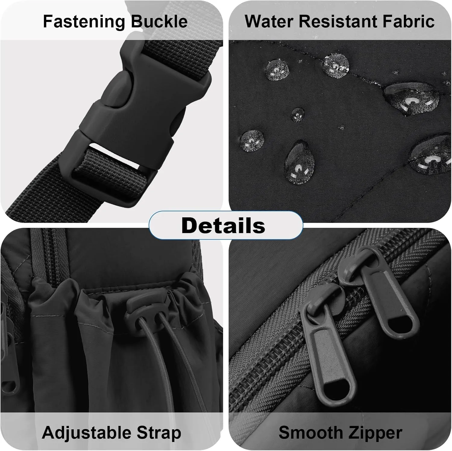 Small Sling Bag for Women Crossbody Backpack Adjustable Strap Sling Backpack for Daypack Casual Traveling Hiking Sports(Dark black)