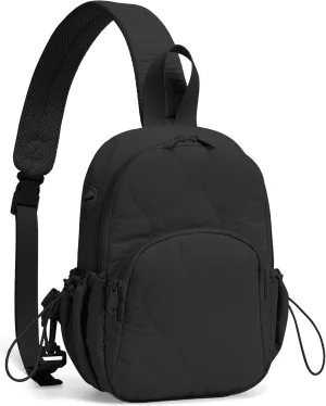 Small Sling Bag for Women Crossbody Backpack Adjustable Strap Sling Backpack for Daypack Casual Traveling Hiking Sports(Dark black)