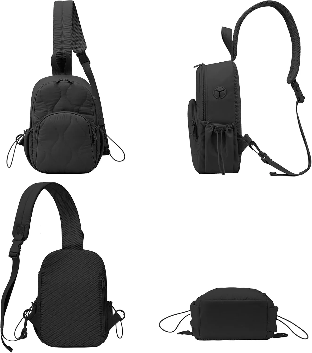 Small Sling Bag for Women Crossbody Backpack Adjustable Strap Sling Backpack for Daypack Casual Traveling Hiking Sports(Dark black)
