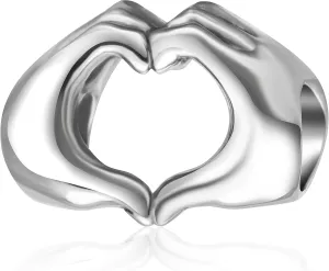 SOUKISS 925 Sterling Silver Love Heart in Your Hands Charm for Charms Bracelets, Xmas Mother's Day Gifts Idea