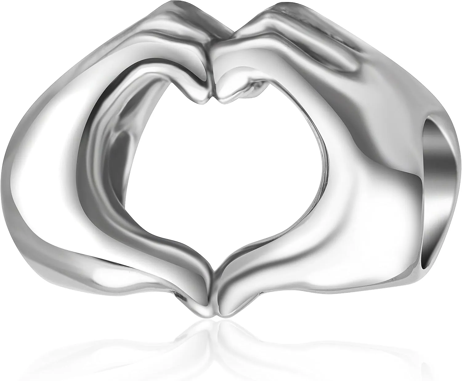 SOUKISS 925 Sterling Silver Love Heart in Your Hands Charm for Charms Bracelets, Xmas Mother's Day Gifts Idea