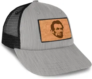 Speedy Pros Patch Hat Printed Leather Background Abraham Lincoln President Style A Cotton Trucker Baseball Cap