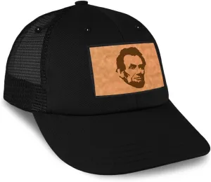 Speedy Pros Patch Hat Printed Leather Background Abraham Lincoln President Style A Cotton Trucker Baseball Cap