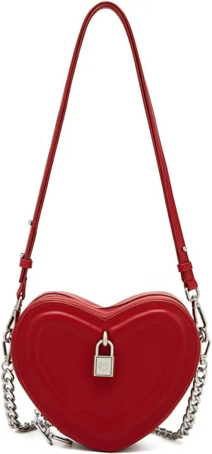 Split Cow Leather Shoulder Bag for Women Chain Crossbody Bag Purse Fashion Heart-Shaped Handbag Mini Bag