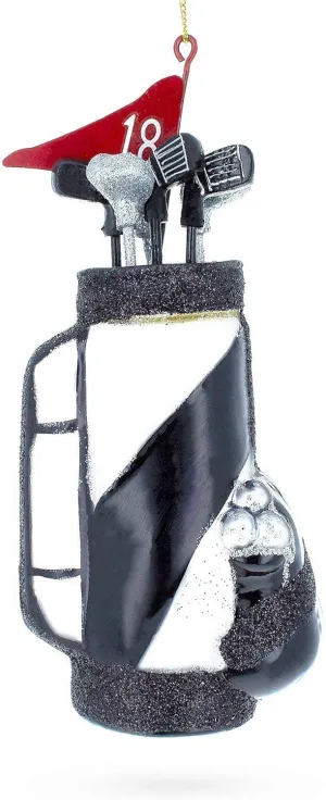Sporty Golf Bag with Clubs Blown Glass Christmas Ornament