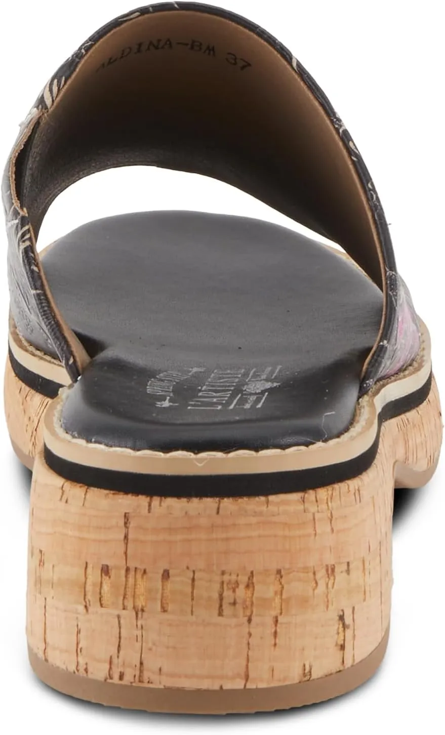 Spring Step L'Artiste Women's ALDINA Hand-Painted Leather Slides with Cushioned Comfort
