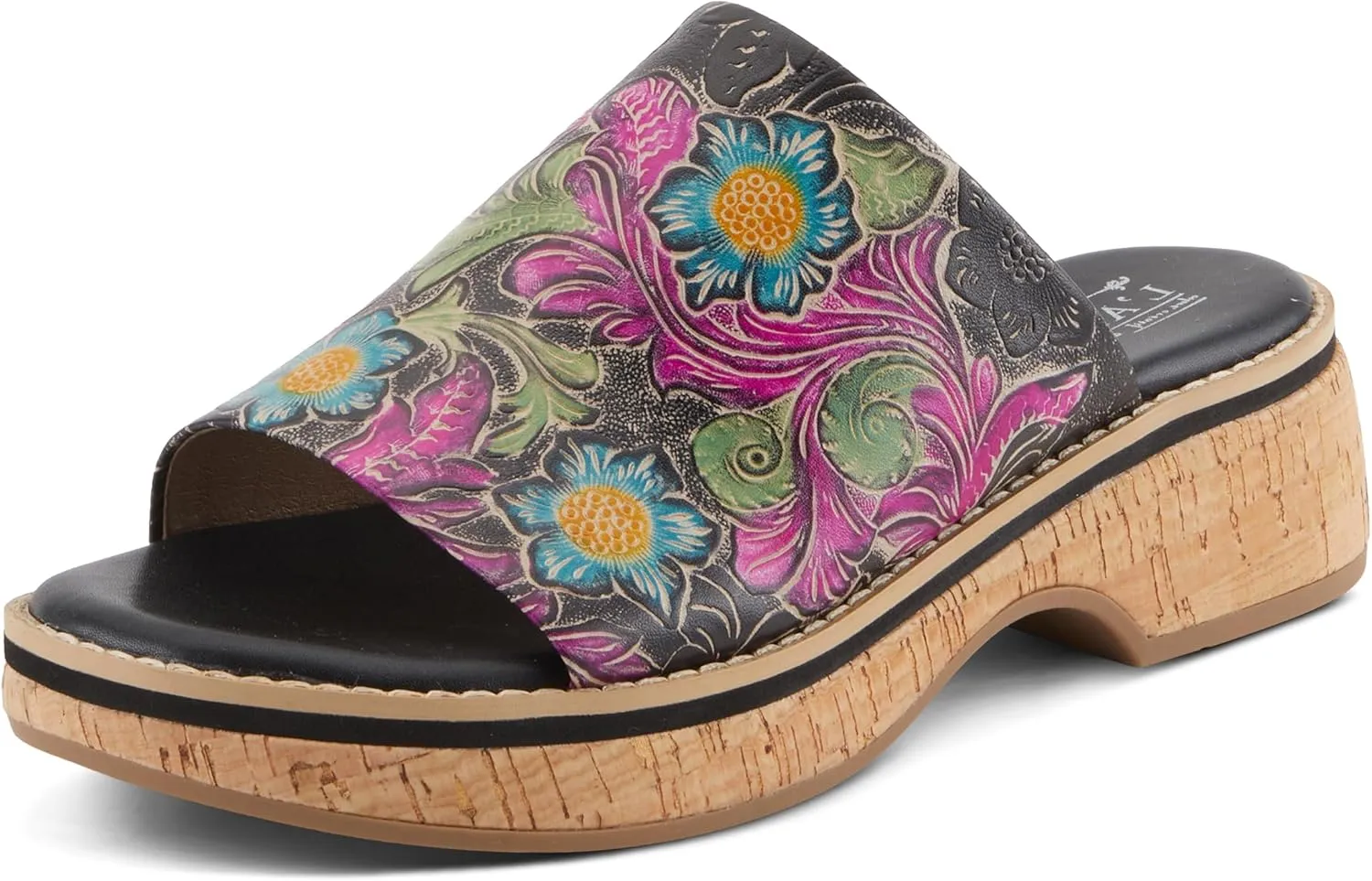 Spring Step L'Artiste Women's ALDINA Hand-Painted Leather Slides with Cushioned Comfort