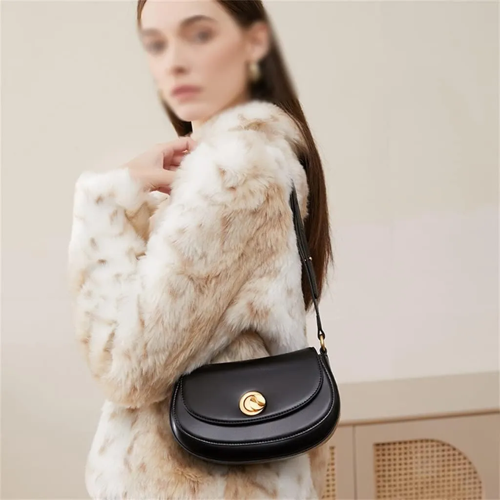 Spring Wedding Bag Retro Crossbody Bag Women's Texture Sigle Shoulder Saddle Bag Cashew Bag(E)