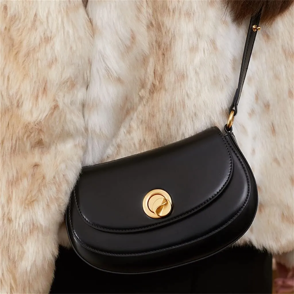 Spring Wedding Bag Retro Crossbody Bag Women's Texture Sigle Shoulder Saddle Bag Cashew Bag(E)