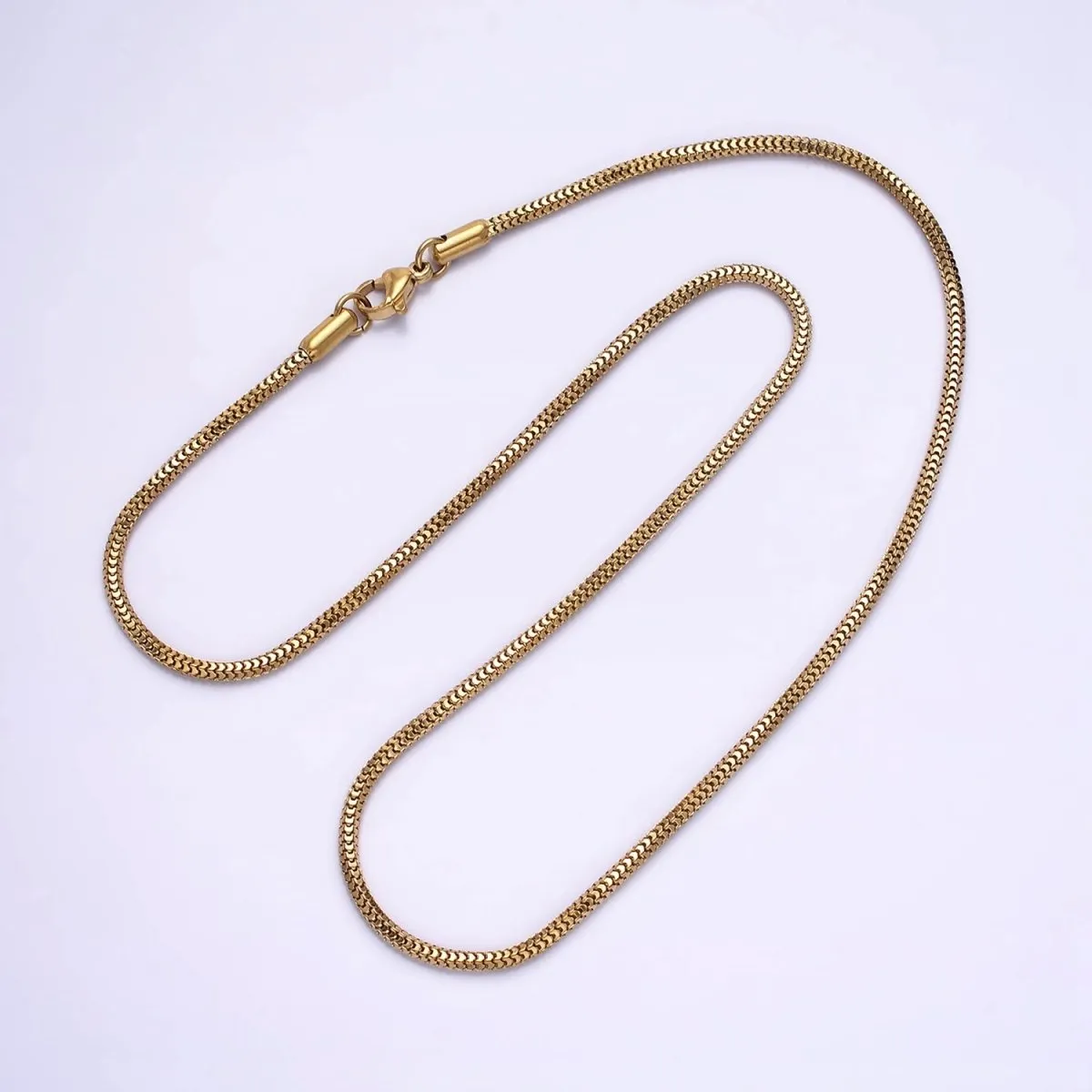 Stainless Steel 2mm Wheat Cocoon Snake Chain 18 Inch Layering Necklace | WA-2018 Clearance Pricing