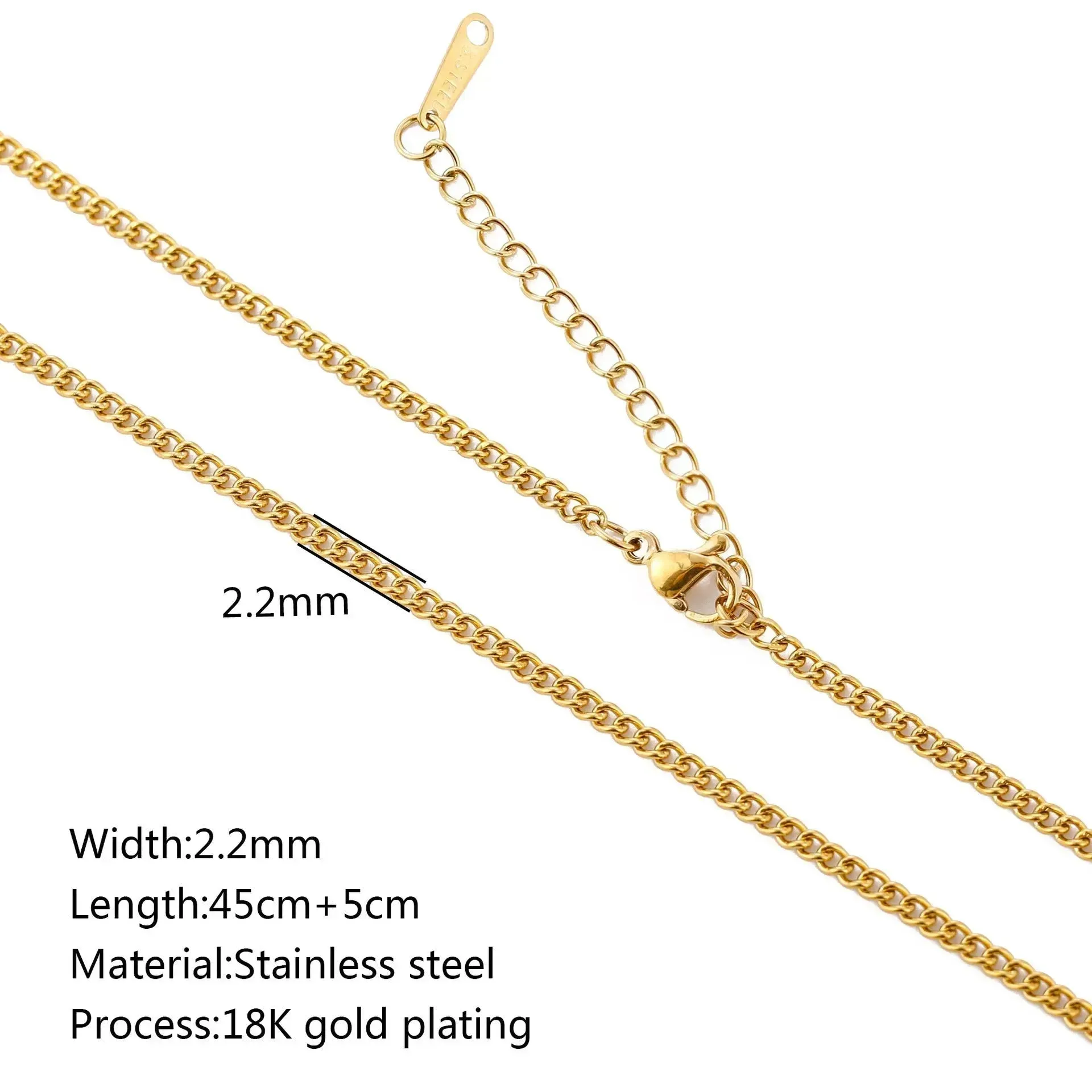 Stainless Steel Vacuum Vapor Plating 18K Gold Color Protection Lip Chain Necklace