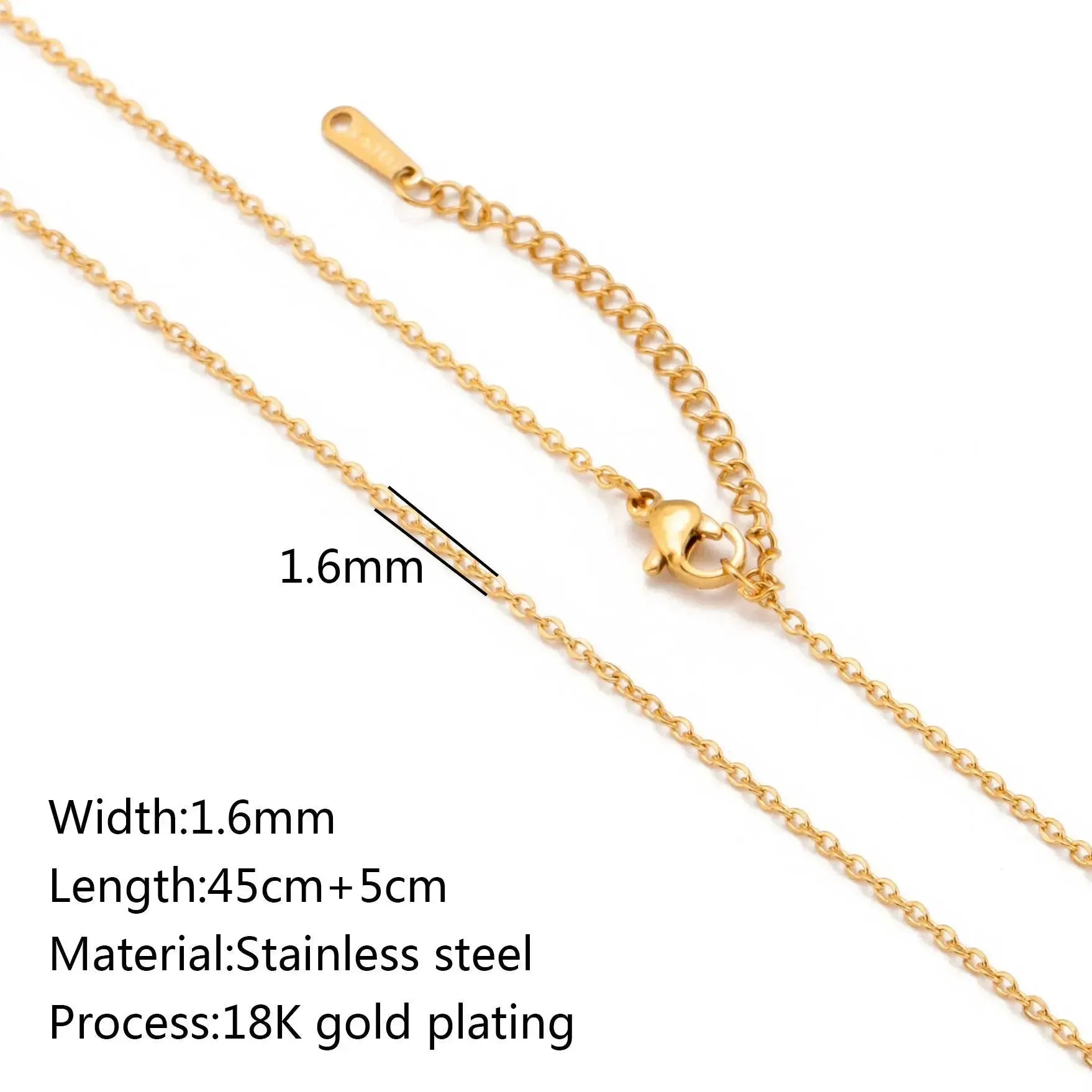 Stainless Steel Vacuum Vapor Plating 18K Gold Color Protection Lip Chain Necklace