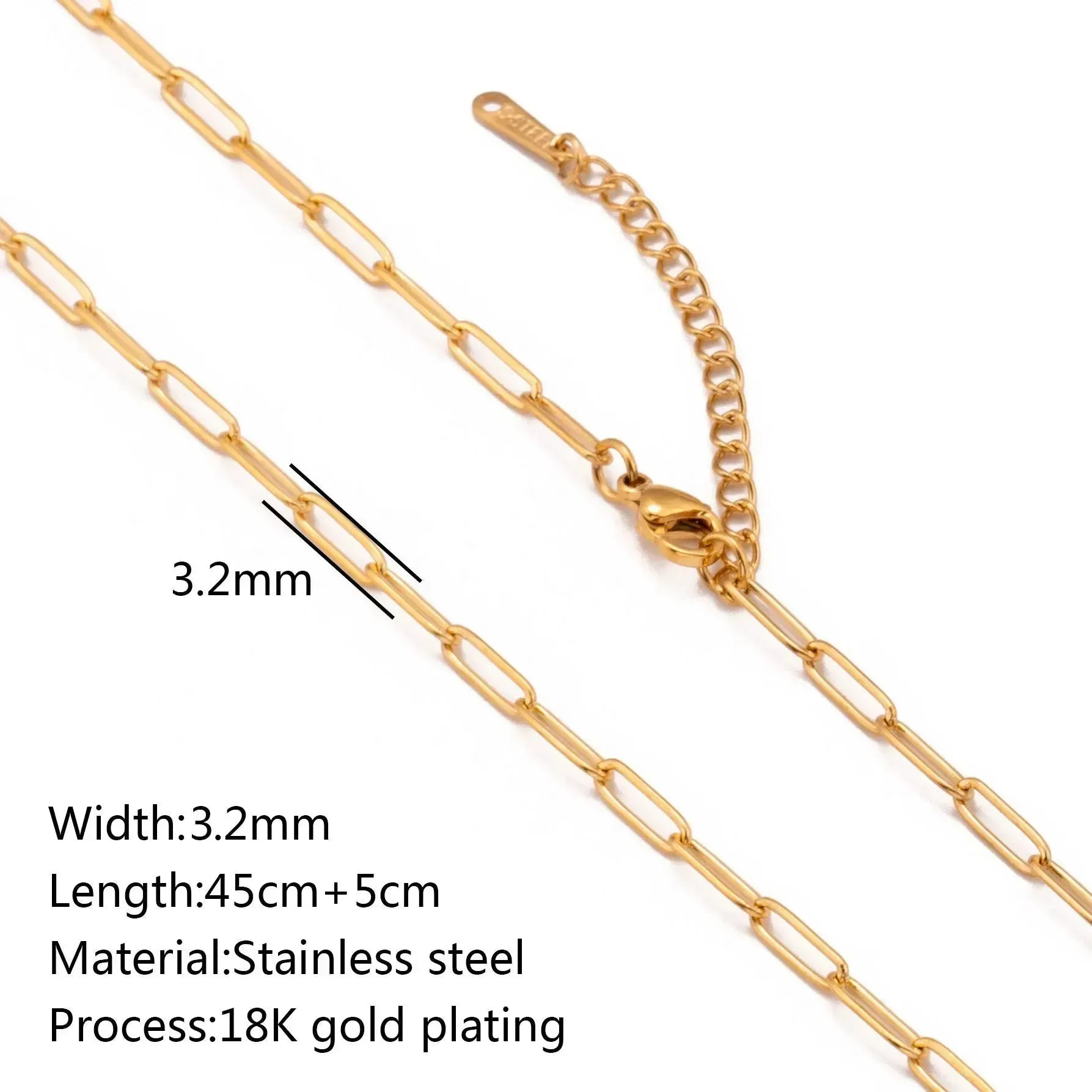 Stainless Steel Vacuum Vapor Plating 18K Gold Color Protection Lip Chain Necklace