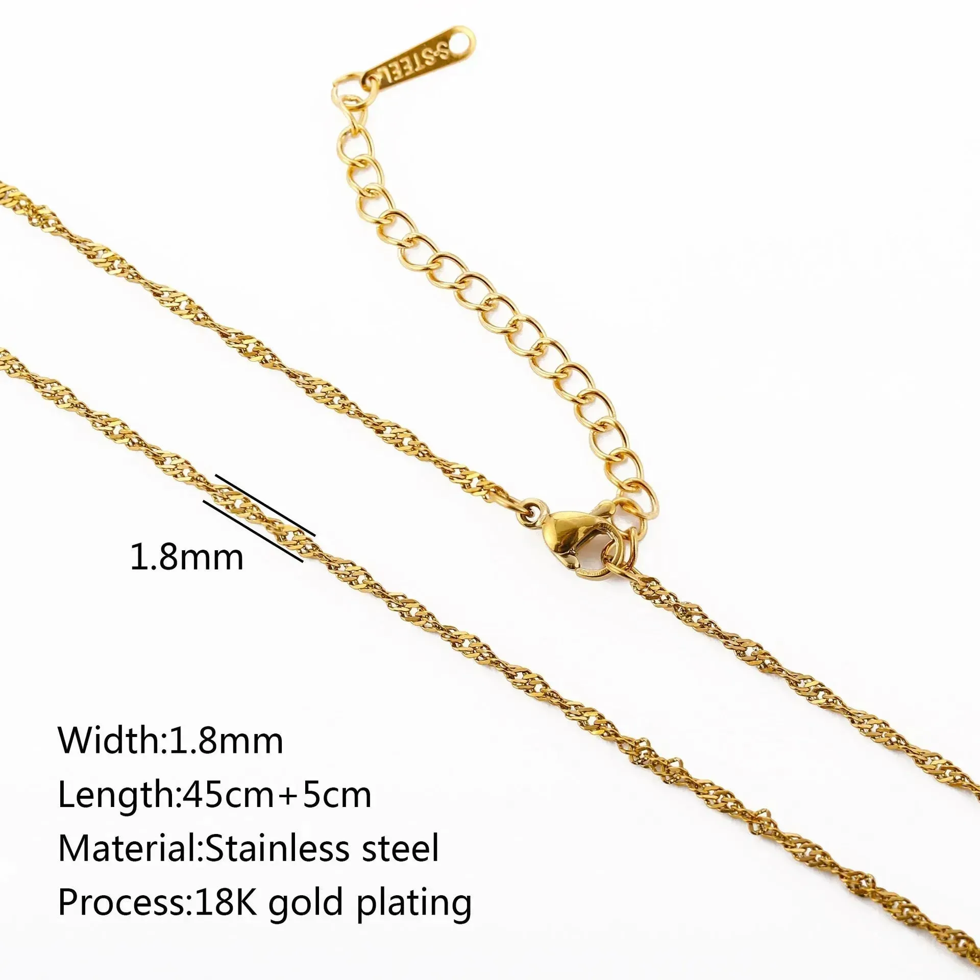 Stainless Steel Vacuum Vapor Plating 18K Gold Color Protection Lip Chain Necklace