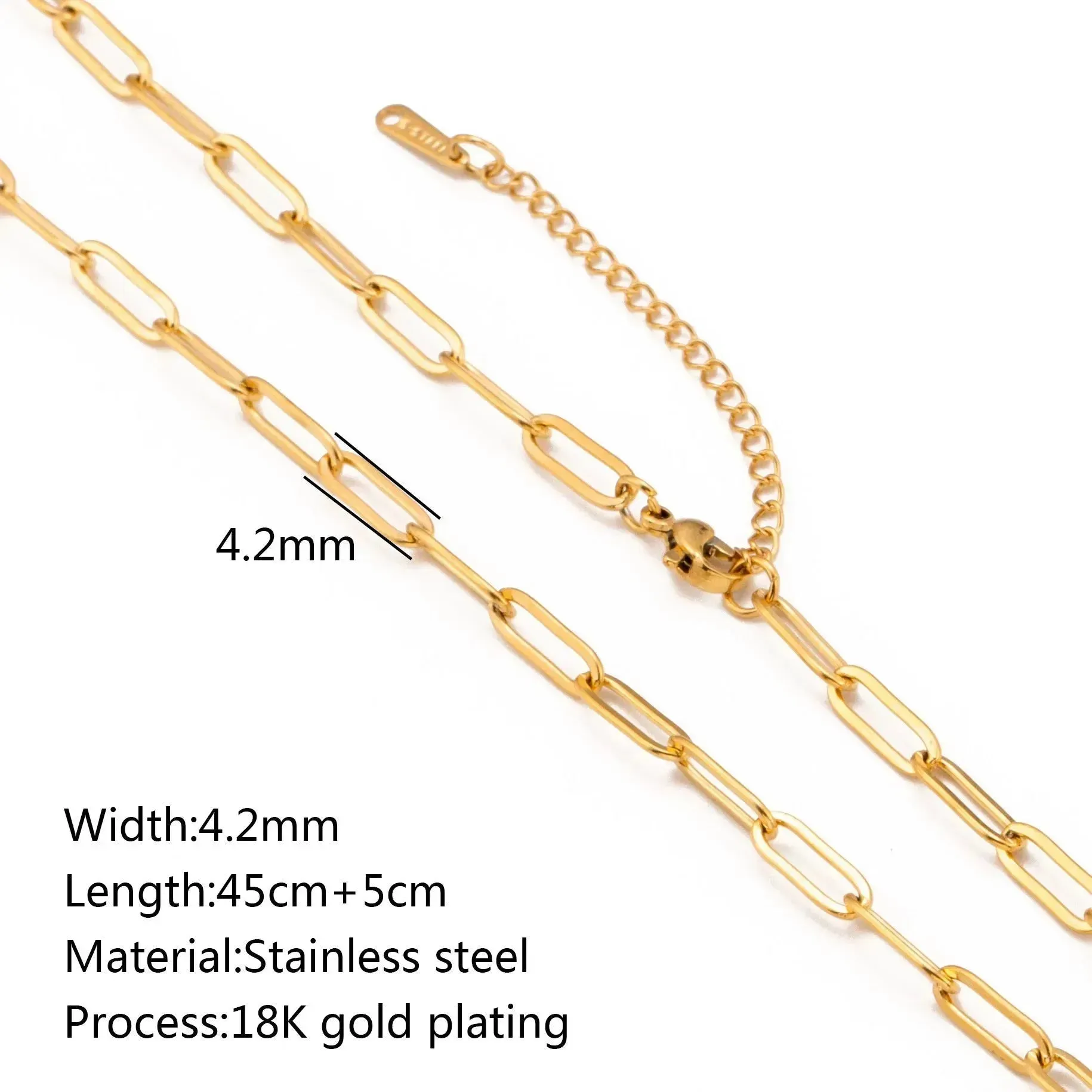 Stainless Steel Vacuum Vapor Plating 18K Gold Color Protection Lip Chain Necklace