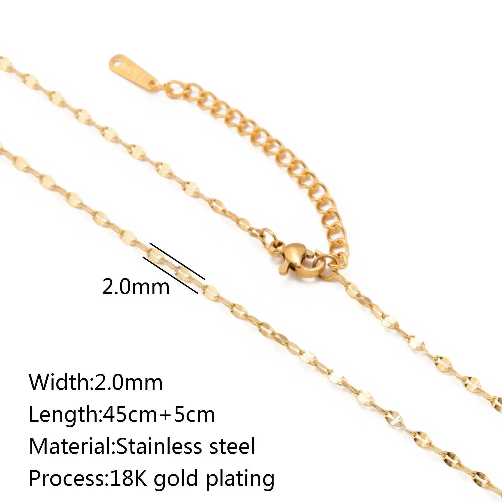 Stainless Steel Vacuum Vapor Plating 18K Gold Color Protection Lip Chain Necklace