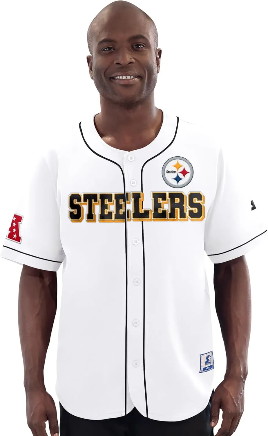 Starter Men's White Pittsburgh Steelers Relay Full-Button Baseball Jersey