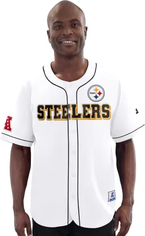 Starter Men's White Pittsburgh Steelers Relay Full-Button Baseball Jersey