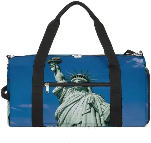 Statue of Liberty Barrel Gym Bags for Men And Women, Duffle Bag for Travel Sports Bag Camping Weekend Carry on Overnight Duffel Bag with Shoulder Strap