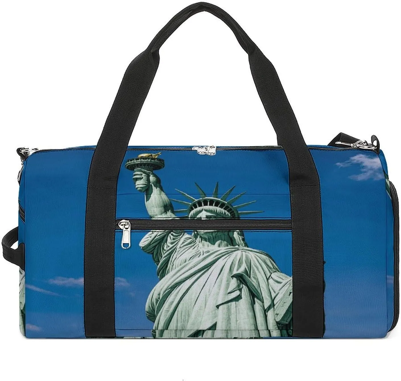 Statue of Liberty Barrel Gym Bags for Men And Women, Duffle Bag for Travel Sports Bag Camping Weekend Carry on Overnight Duffel Bag with Shoulder Strap