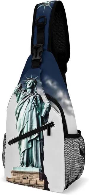 Statue of Liberty Crossbody Sling Bag for Women Men Sling Backpack Travel Chest Bag Pack Man Purse Shoulder Bags Daypack for Travel Hiking Cycling