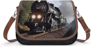 Steam Train Shoulder Bags PU Leather Shoulder Handbag Large Capacity Crossbody Bag for Women