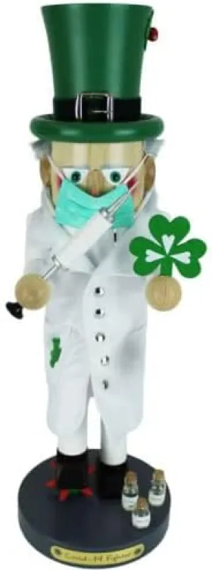 Steinbach Big Nutcracker Collection Hand-Painted Hand-Carved Irish Covid-19 Fighter, Multicolored, 18.5?