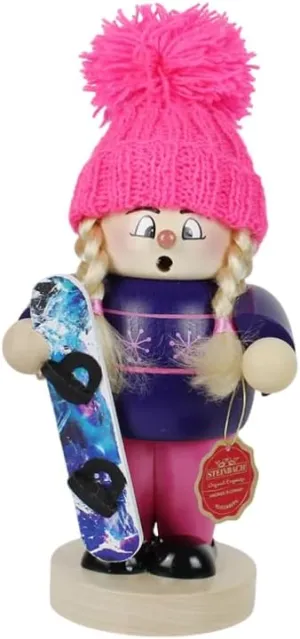 Steinbach Wooden Big Smoker Snowboard Girl Nutcracker, 10in