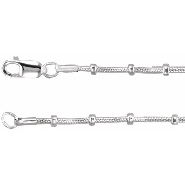 Sterling Silver 1 Mm Beaded Snake 20' Chain
