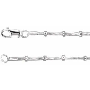 Sterling Silver 1 Mm Beaded Snake 20' Chain