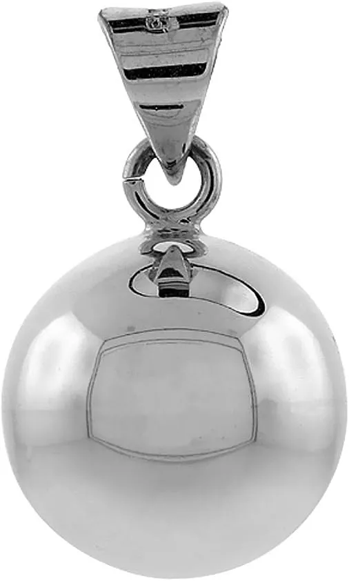 Sterling Silver Harmony Ball Necklace 7/8 inch Round High Polished Handmade 2mm Round Box