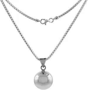 Sterling Silver Harmony Ball Necklace 7/8 inch Round High Polished Handmade 2mm Round Box