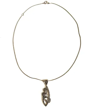 Sterling Silver Marcasite Pendant and Snake Chain