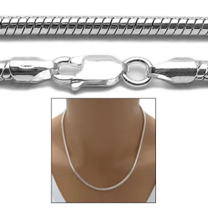 Sterling Silver Snake Chain Necklace 3.0mm (Gauge 100). Available in 6 Lengths.