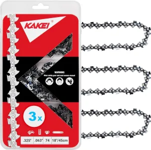 Stihl Chainsaw Chain 18 Inch .325" Pitch .063" Gauge 74 Drive Links- 26RS 74 Fits Stihl MS271 Farm Boss, MS291, MS311 and More- 36390050074, V74 (3 Chains)