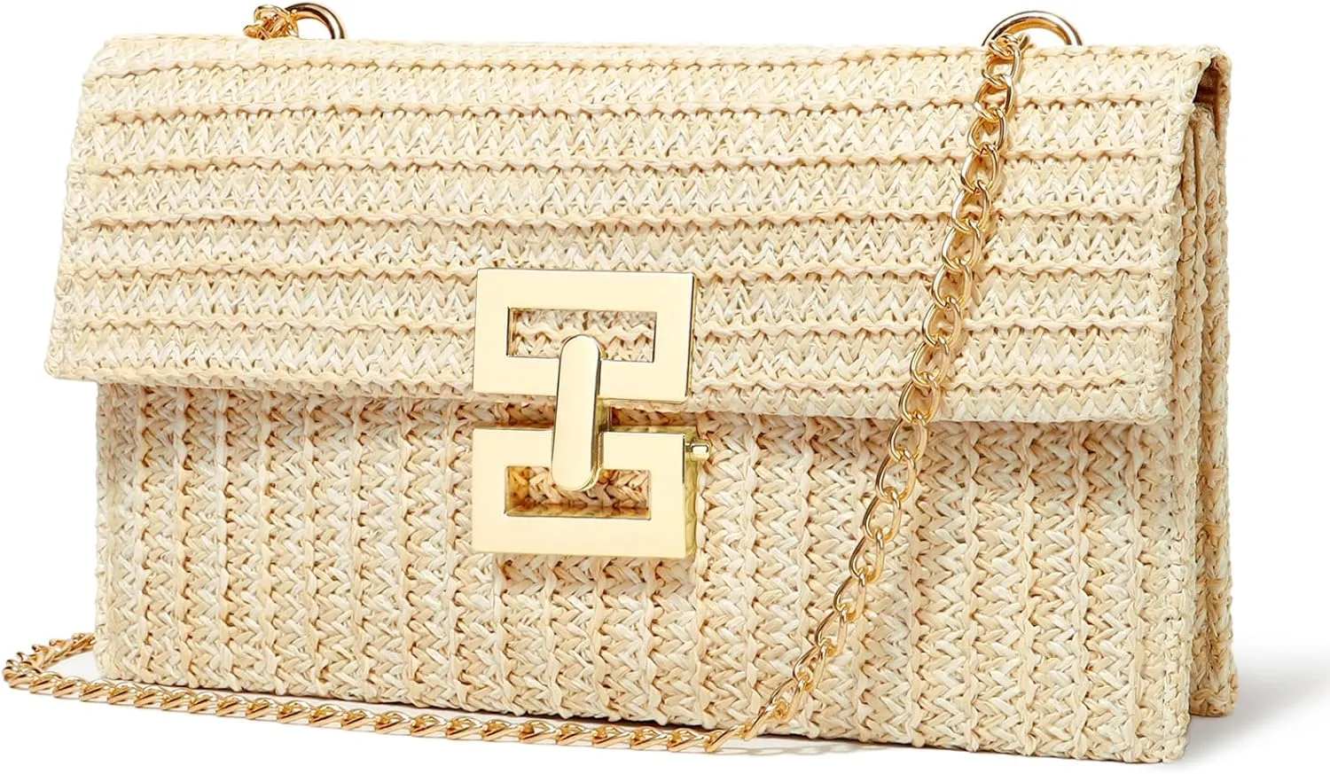 Straw Clutch Purse Crossbody Bag for Women Designer Evening Handbag Casual Summer Beach Straw Shoulder Bag