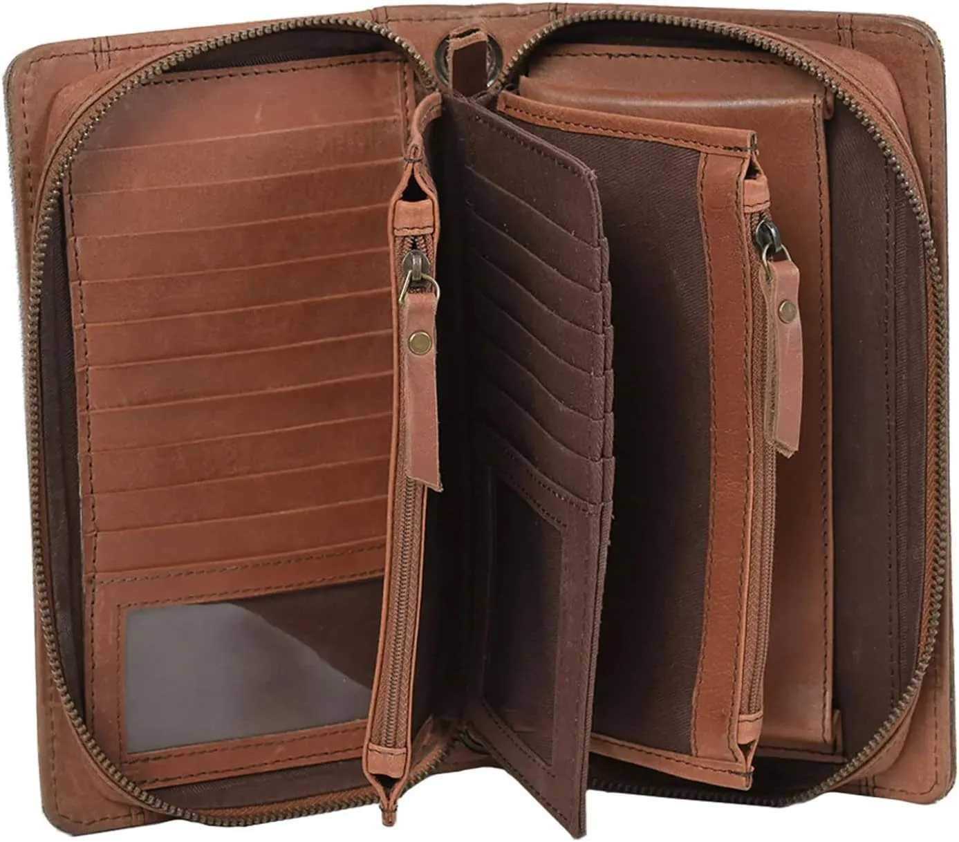 STS Ranchwear Women's Cowhide Saddle Tramp Evie Durable Leather Organizer Adjustable Crossbody Strap