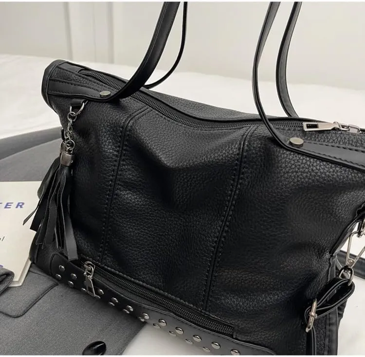 Studded Purse Y2k Satchel Women Vintage Leather Tote Bags Large Crossbody Bag
