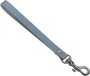 SUIKIHUM Leather Wristlet Strap, (20cm/7.87" Long KeyChain Hand Strap) Leather Metal Buckle Wrist Strap for Purse, Clutch, Keychain, Linen Blue Leather Black Clasp