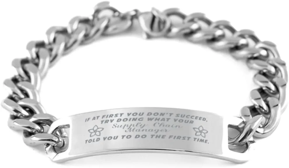 Supply Chain Manager Bracelet, If at first you don't succeed, try doing what your athletic trainer told you to do the first time., Cuban Link Chain Necklace, Supply Chain Manager Gifts