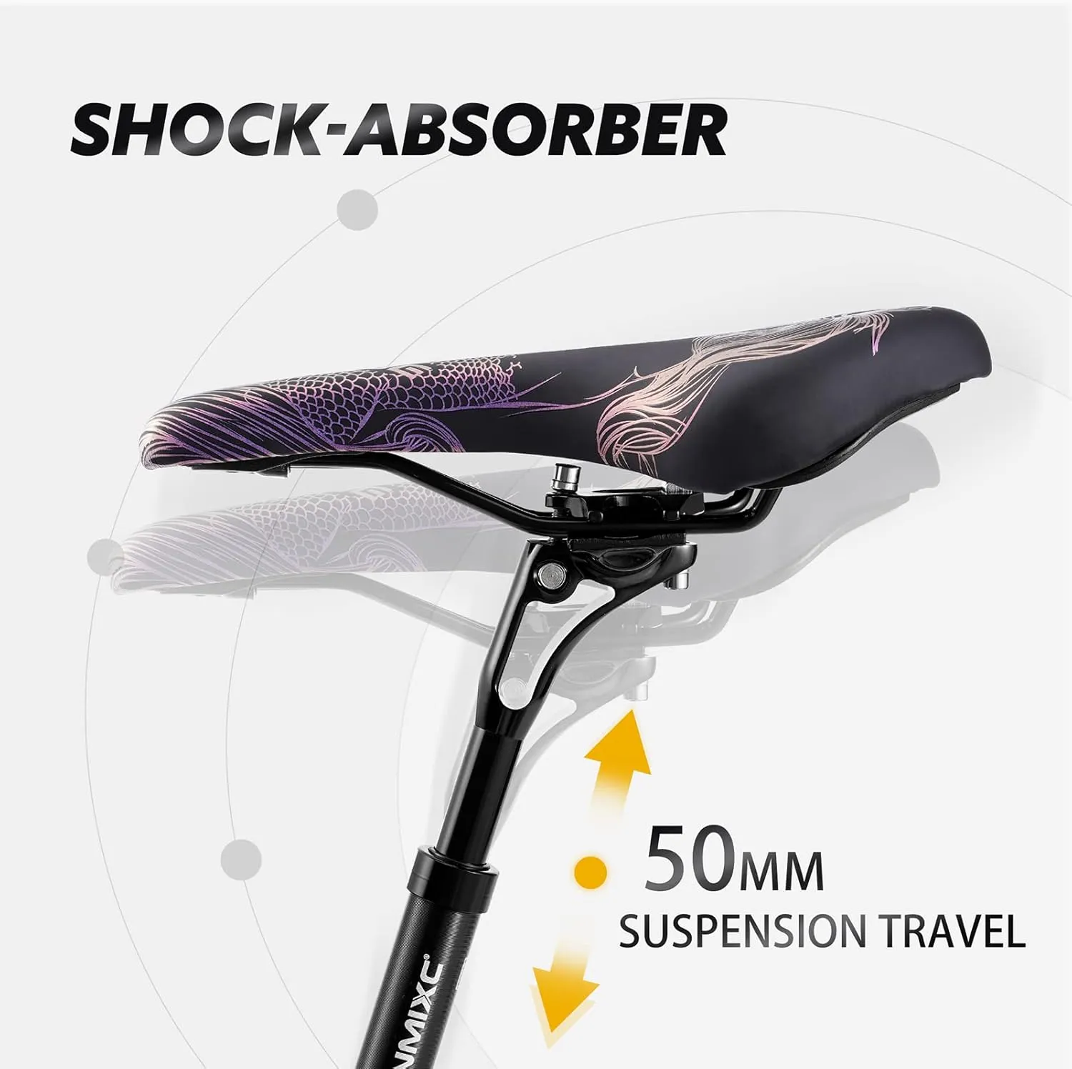 Suspension Seatpost 27.2 - 33.9 400mm, Adjustable Two-Way-Bolt Clamp, Reduce Wind Drag, Anti-Slip Shock Absorber Setback Bike Seat Post, 300lb Support for Larger & Tall Riders