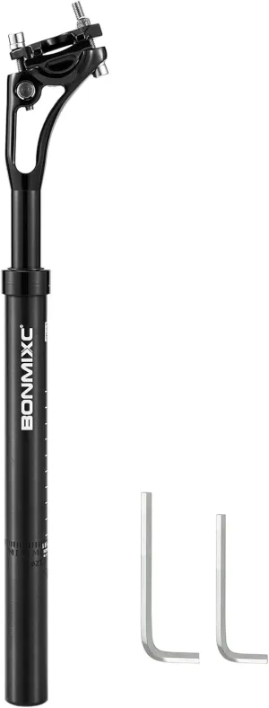 Suspension Seatpost 27.2 - 33.9 400mm, Adjustable Two-Way-Bolt Clamp, Reduce Wind Drag, Anti-Slip Shock Absorber Setback Bike Seat Post, 300lb Support for Larger & Tall Riders