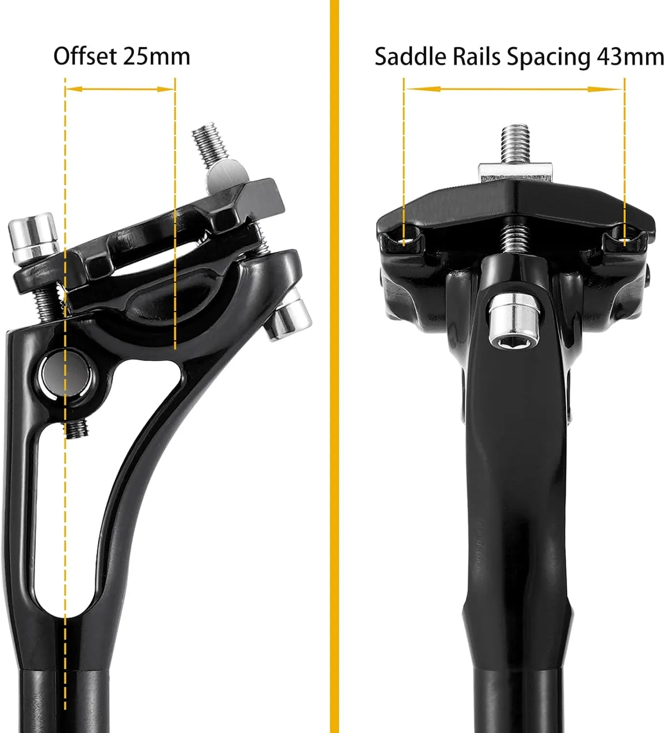 Suspension Seatpost 27.2 - 33.9 400mm, Adjustable Two-Way-Bolt Clamp, Reduce Wind Drag, Anti-Slip Shock Absorber Setback Bike Seat Post, 300lb Support for Larger & Tall Riders
