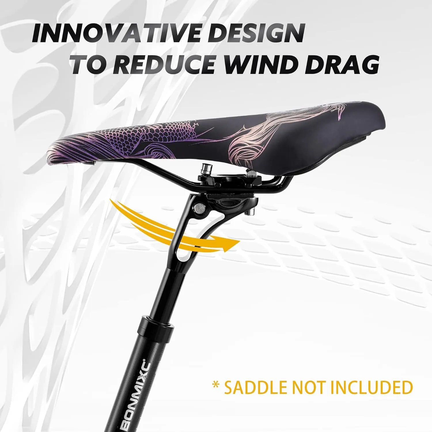 Suspension Seatpost 27.2 - 33.9 400mm, Adjustable Two-Way-Bolt Clamp, Reduce Wind Drag, Anti-Slip Shock Absorber Setback Bike Seat Post, 300lb Support for Larger & Tall Riders