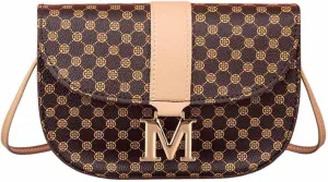 SweatyRocks Women's Allover Print PU Leather Crossbody Bag Vintage Flap Shoulder Bag Business Solid Mini Saddle Bag