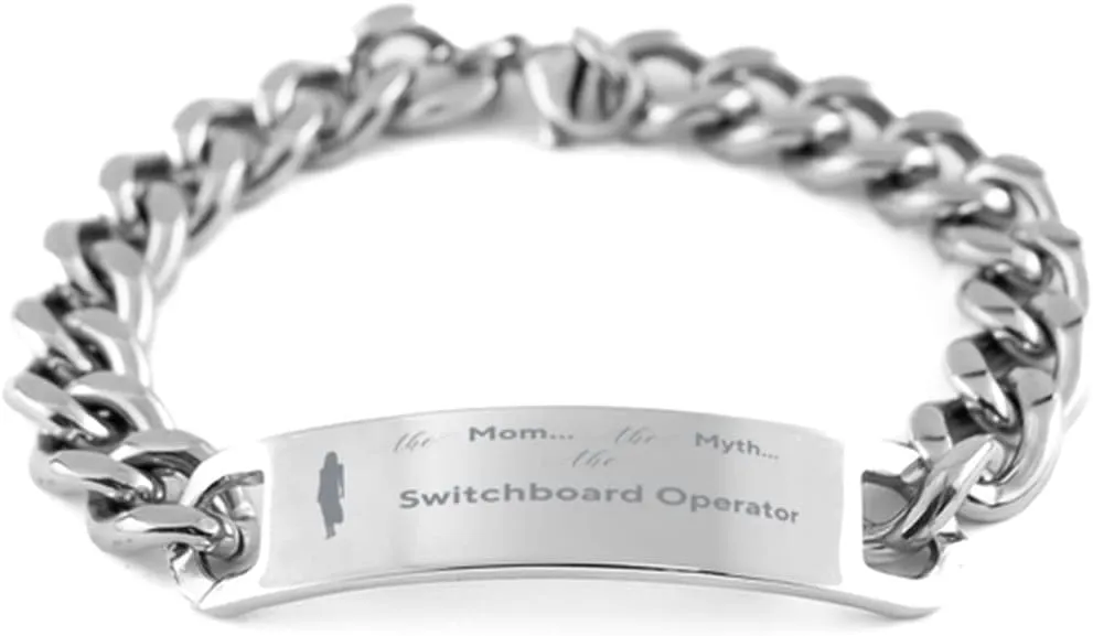 Switchboard Operator mom Stainless Steel Bracelet for Mom Gifts from Daughters Sons Boyfriend Dad - Mothers Day, Birthday Gifts for Switchboard Operator mom - Mother Gifts, The Mom. The Myth