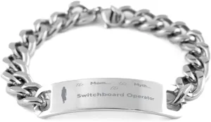 Switchboard Operator mom Stainless Steel Bracelet for Mom Gifts from Daughters Sons Boyfriend Dad - Mothers Day, Birthday Gifts for Switchboard Operator mom - Mother Gifts, The Mom. The Myth