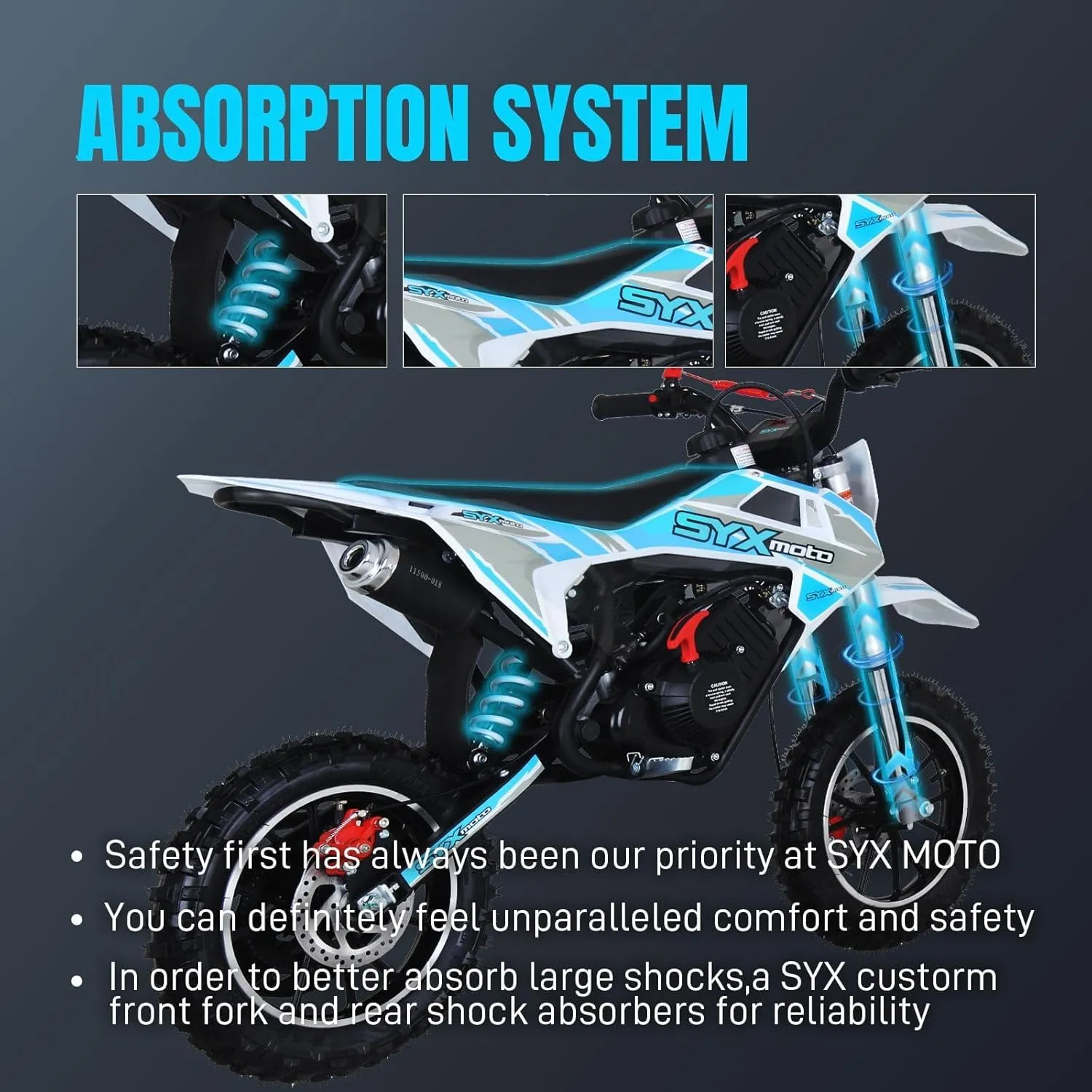 SYX MOTO 58CC 4-Stroke Kids Mini Dirt Bike, 8-14 Gas Powered Off-Road Pull Start Motorcycle, Pocket Pit Trail Bikes W/EPA Approved