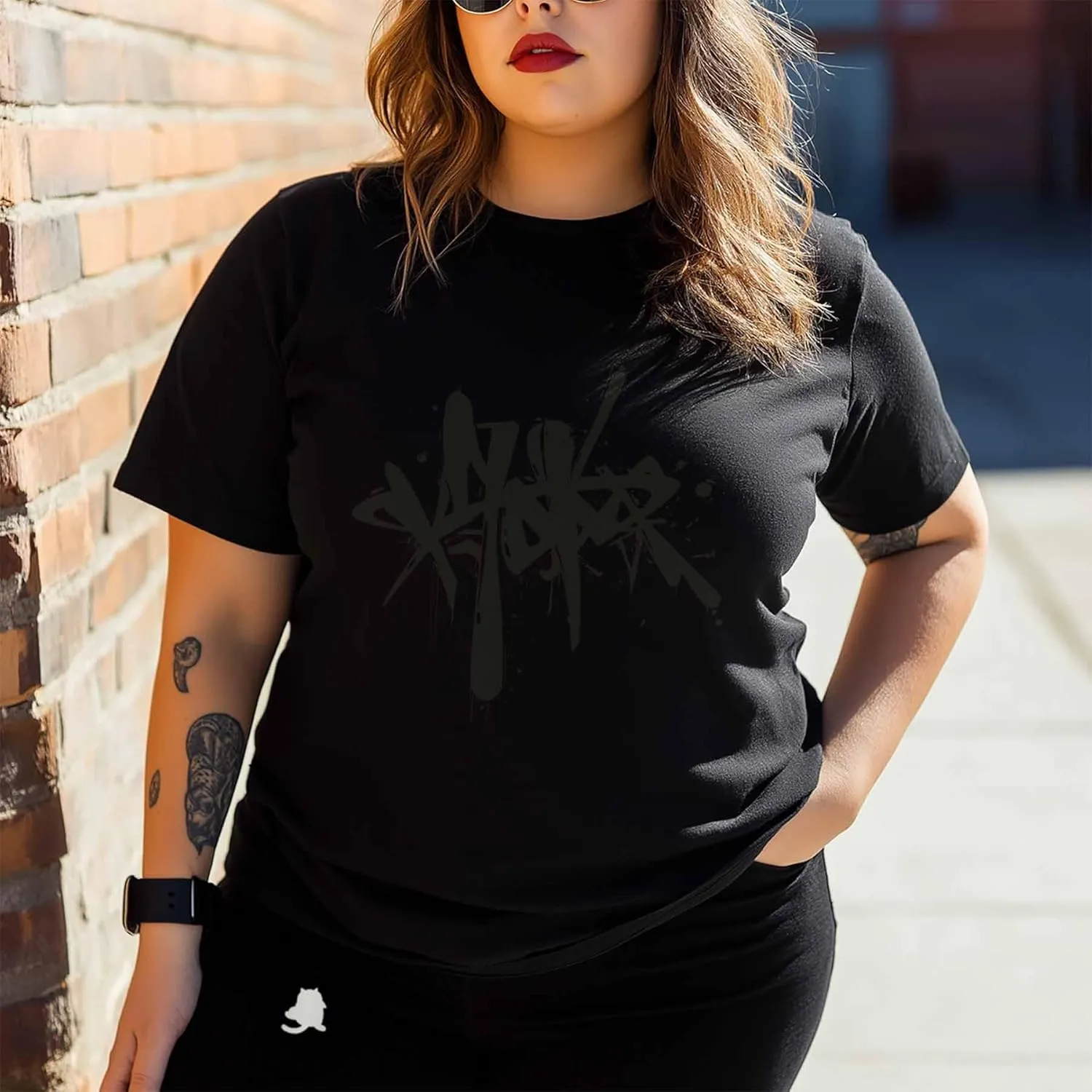 T-Shirts for Women Abstract Hand-Painted Graffiti Women's Tops Crew Neck Short Sleeve Tees