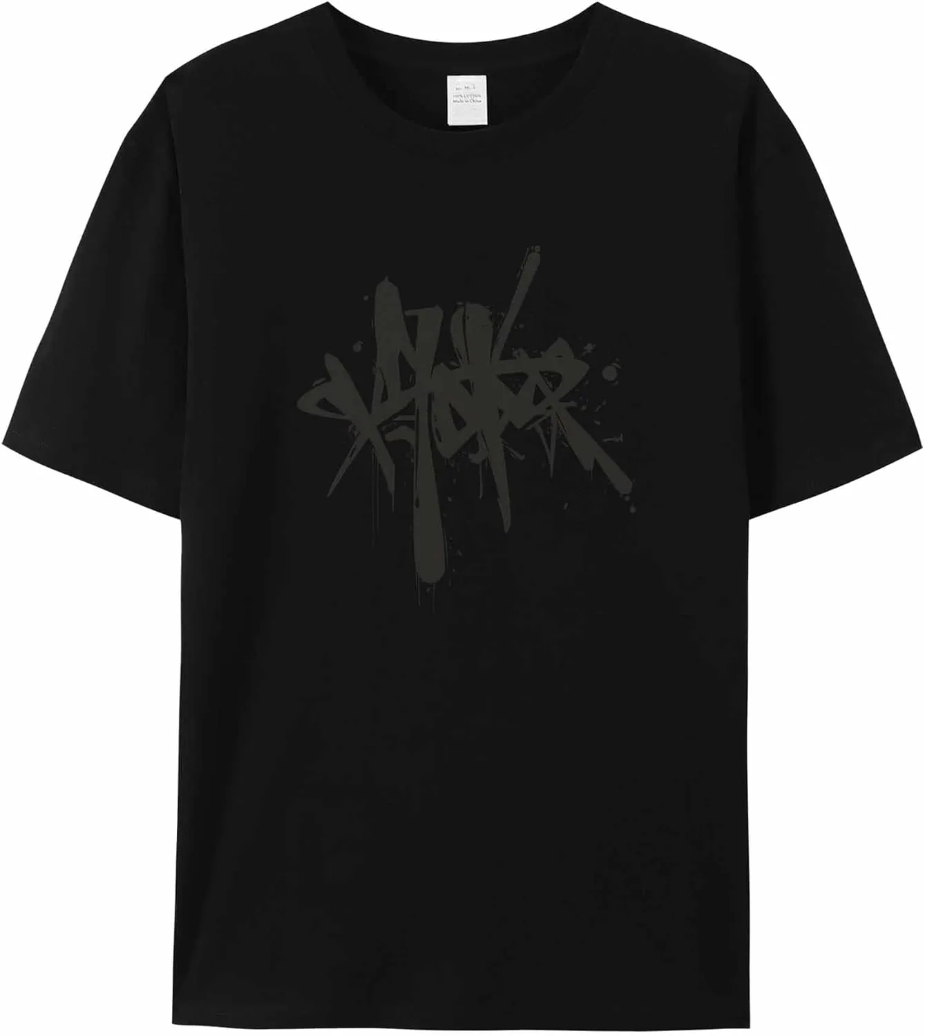 T-Shirts for Women Abstract Hand-Painted Graffiti Women's Tops Crew Neck Short Sleeve Tees